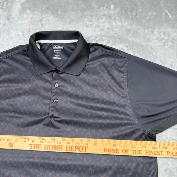 Adidas Climacool Polo Shirt Mens Medium Black Printed Golf Moisture wick Active‎ - Picture 7 of 8